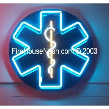 EMS Fire Fighter Emergency Star of Life Neon Sign