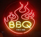 BBQ Neon Sign with Barbeque Flames