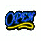 Neon Open Sign Yellow and Blue