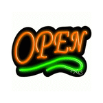 Neon Open Sign Green and Orange