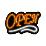 Neon Open Sign White Line and Orange Text