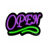 Neon Open Sign Green Line and Purple TextBlue and Red