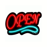 Neon Open Sign Aqua and Red
