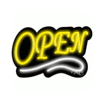 Neon Open Sign White and Yellow