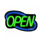 Art Deco Neon Open Sign Blue and Green