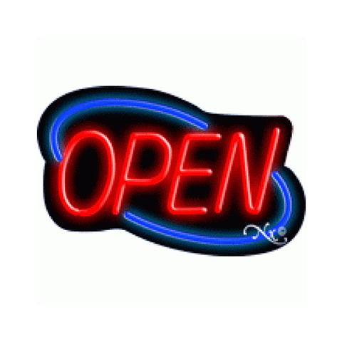 Art Deco Neon Open Sign Blue and Red