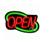 Art Deco Neon Open Sign Green and Red