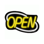 Art Deco Neon Open Sign White and Yellow