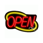Art Deco Neon Open Sign Yellow and Red