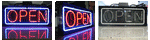 Classic red and blue neon open sign