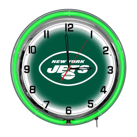 New York Jets NFL Neon Clock Front View