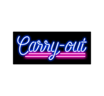 Carry Out Neon Sign Blue Pink