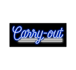 Carry Out Neon Sign Blue White
