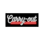 Carry Out Neon Sign White Red