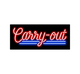 Carry Out Neon Sign Red Blue