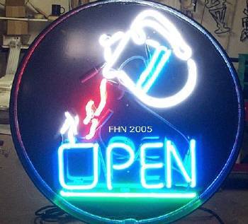 Neon Open Sign Coffee Pot FHN Round