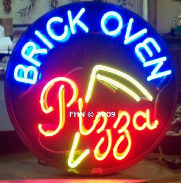 Brick Oven Pizza Neon Sign Round