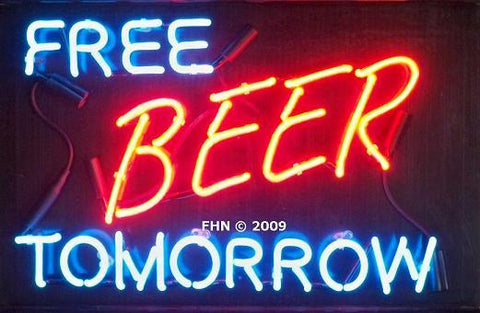 Free beer tomorrow neon sign