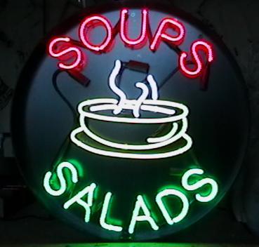 Soups Salads Neon Sign Round
