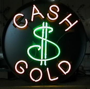 Cash for gold neon sign round