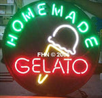 Homemade Gelato Italian Ice Cream Round Neon Sign