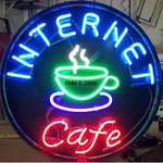 Internet Cafe Coffee Neon Sign Round