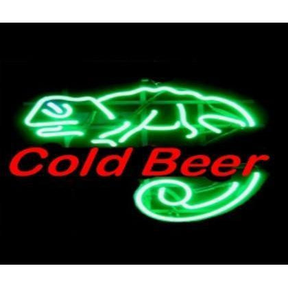 Cold Beer Lizard Neon Sign