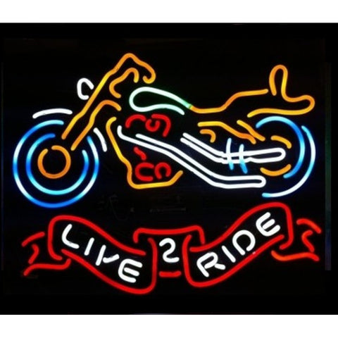 Live to Ride Motorcycle Neon Sign for Biker Bar