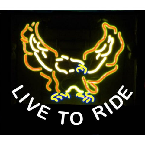 Live to Ride Bald Eagle Neon Sign