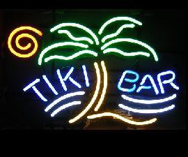 Tiki Bar with palm tree neon light sign