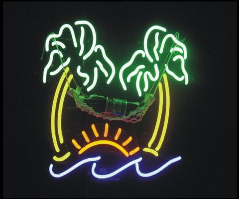 Palm Tree and Hammock Beer Neon Sign