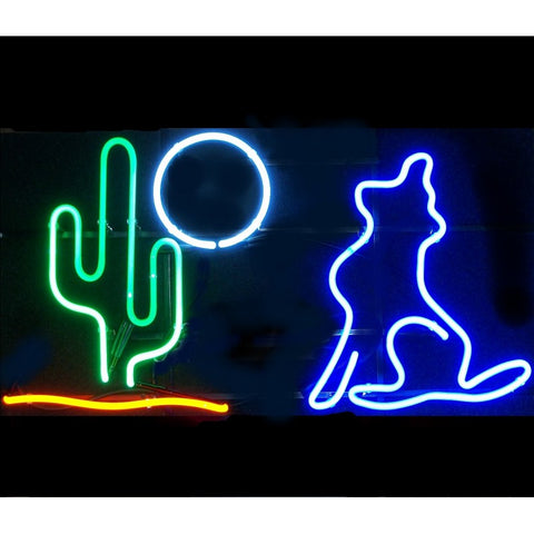 Coyote Cactus Moon Neon Bar Sign Light
