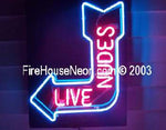 Live Nudes Neon Sign Arrow Pointed Left