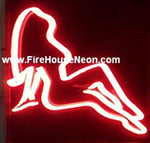Sitting Pink Lady Neon Sign