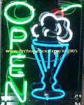 Neon Open Sign with Ice Cream Sundae