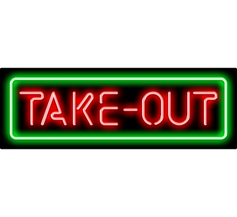 Take Out Neon Sign Red Green