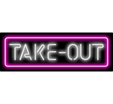 Take Out Neon Sign White Pink
