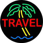 Round Travel Neon Sign with Palm Tree