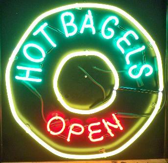 Hot Bagels Open Neon Sign