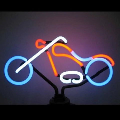 Chopper motorcycle neon light sculpture