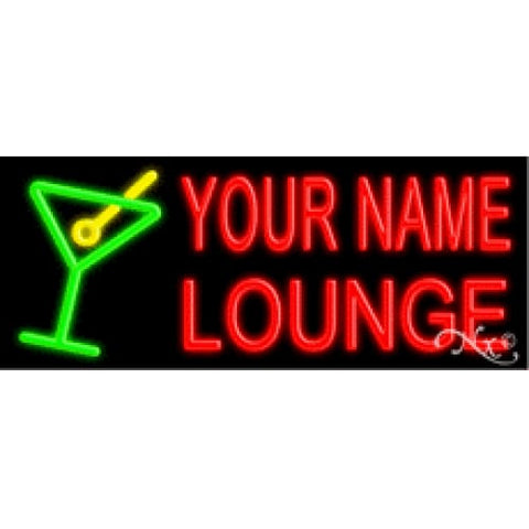 Custom Neon Lounge Sign with Martini Glass - Custom Neon Sign