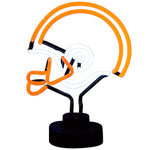 Orange Football Helmet Neon Light Sign Sculpture Glass