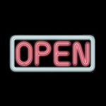 Horizontal Neon Open Sign White and Pink