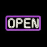 Horizontal Neon Open Sign Purple and White