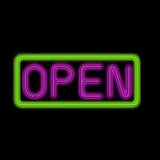 Horizontal Neon Open Sign Purple and Green