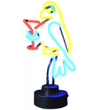 Parrot with martini neon sculpture desk sign