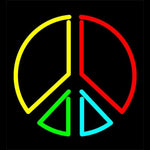 Peace Symbol Neon Light Sign Sculpture