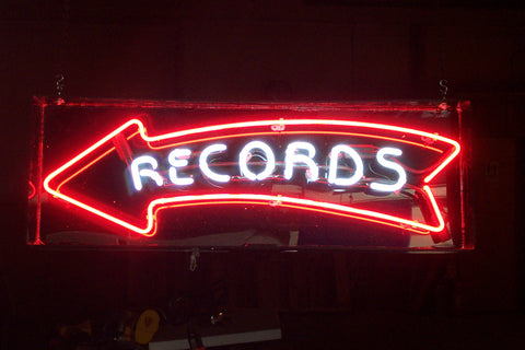 Records Neon Sign with Arrow