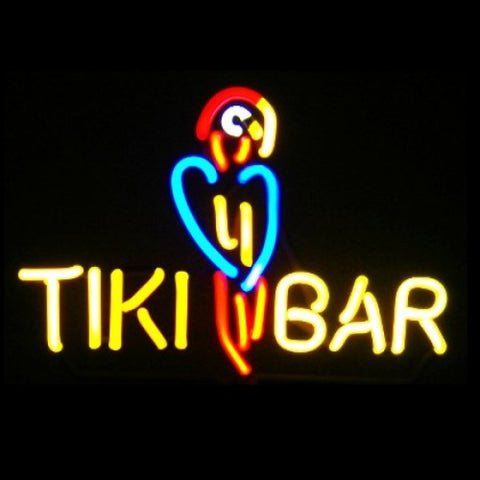 Tiki Bar with Parrot Neon Light Sign Sculpture