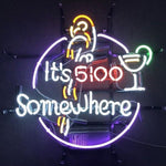 It's 5:00 Somewhere Neon Bar Sign with Parrot